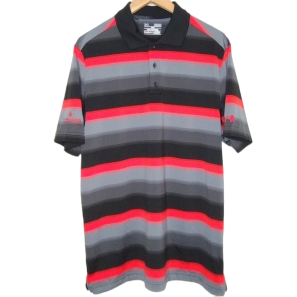 Under Armour Heatgear Striped Loose Fit Polo Shirt - Picture 1 of 8